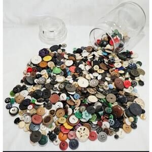 Vintage 2.8 Pound Lot of Buttons Mixed Sizes & Materials Unsorted
